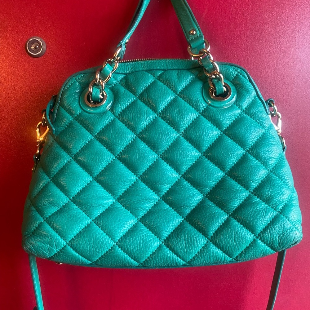 Kate Spade Fun Green Small Georgina Gold Coast satchel crossbody leather quilted - Picture 3 of 16